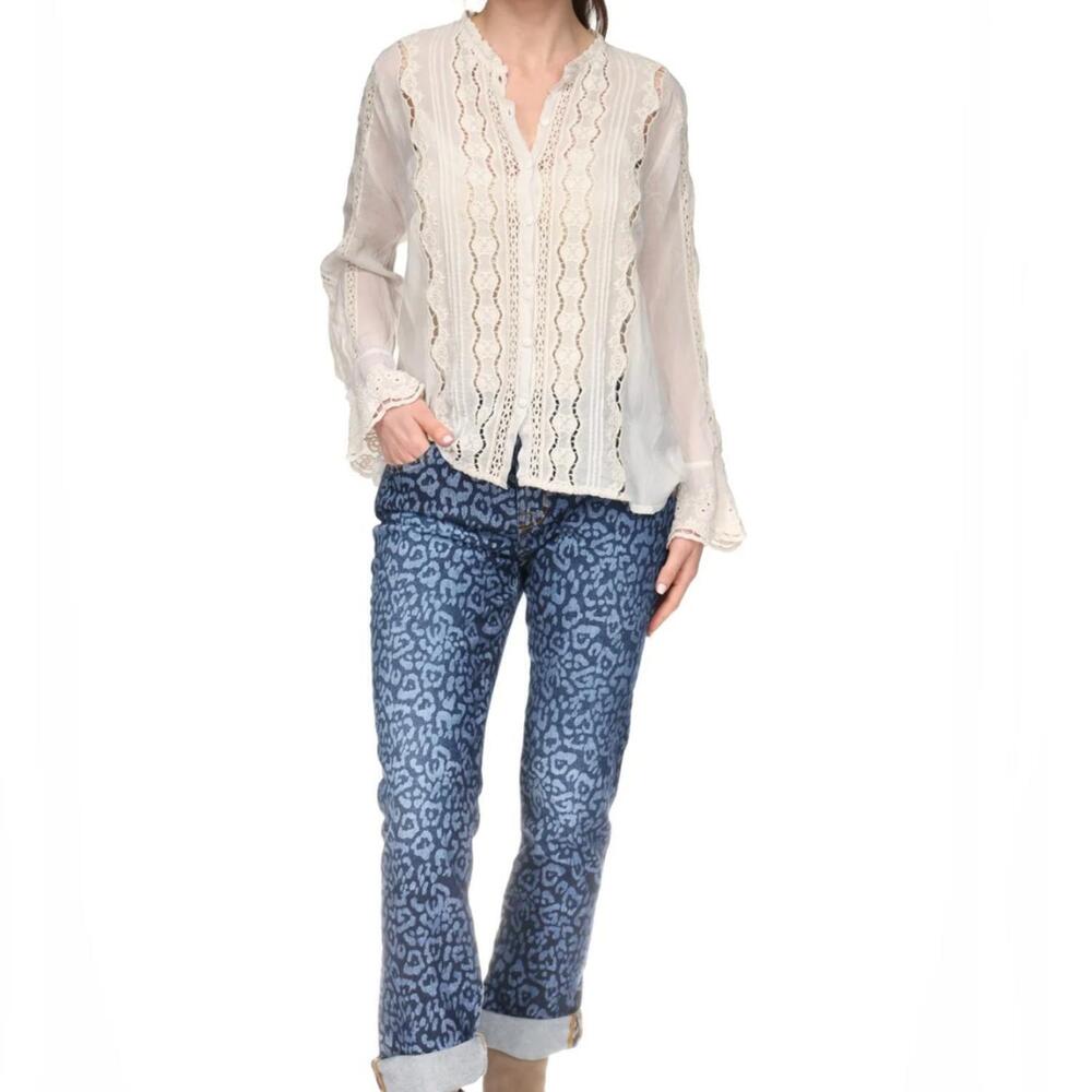 NEW JOHNNY WAS inessa slip shirt in ecru